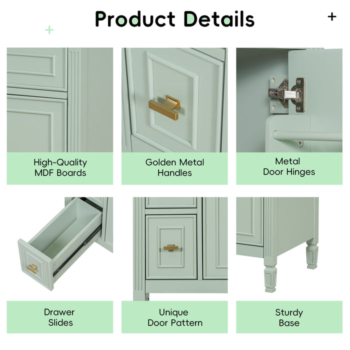 Bathroom Vanity With Sink, Flip Drawer, 2 Drawers, Adjustable Shelf