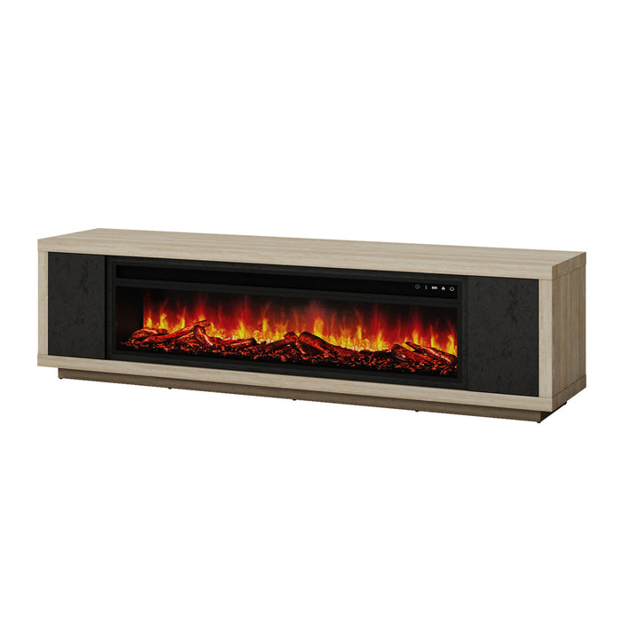 Fireplace TV Stand - Beige / Black
