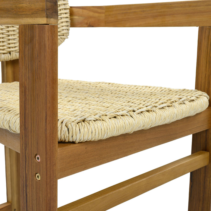 Outdoor Accent Armchairs For Patio (Set of 2) - Natural / Teak