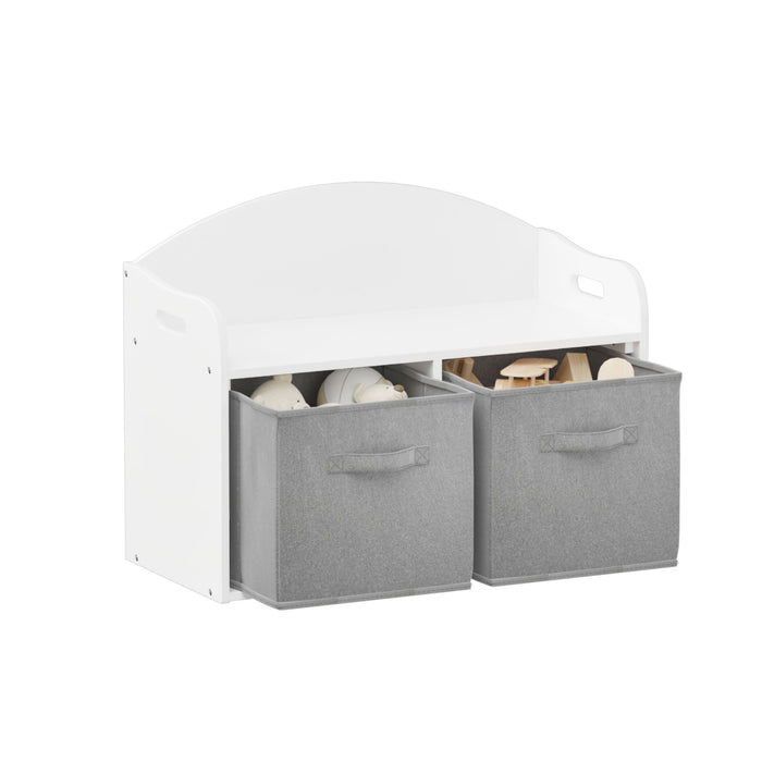 Toy Box Bench With Collapsible Drawers, Storage Cabinet Organizer - White