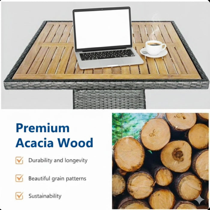 All-Weather Square Rattan Patio Dining Table