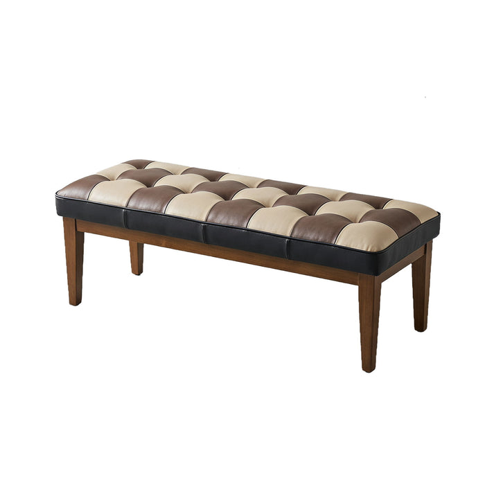 Checkered Bench For Entryway - Black / Brown / Cream