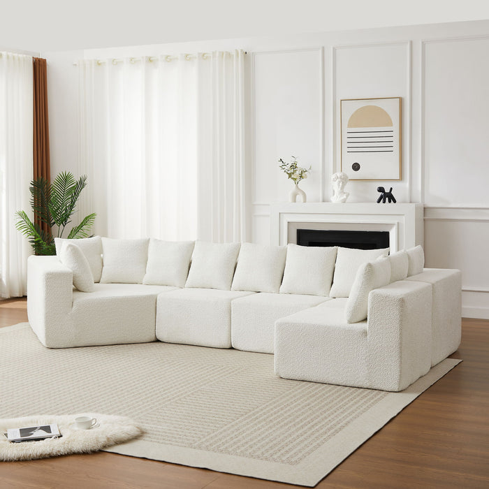 L - Shaped Modular Sofa With Deep Seat And 11 Pillows