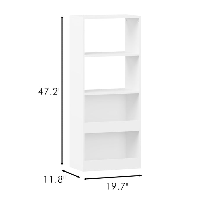 Bookshelf 4 Tier Wall Mounted Bookcase Organizer, Storage Cabinet For Bedroom - White