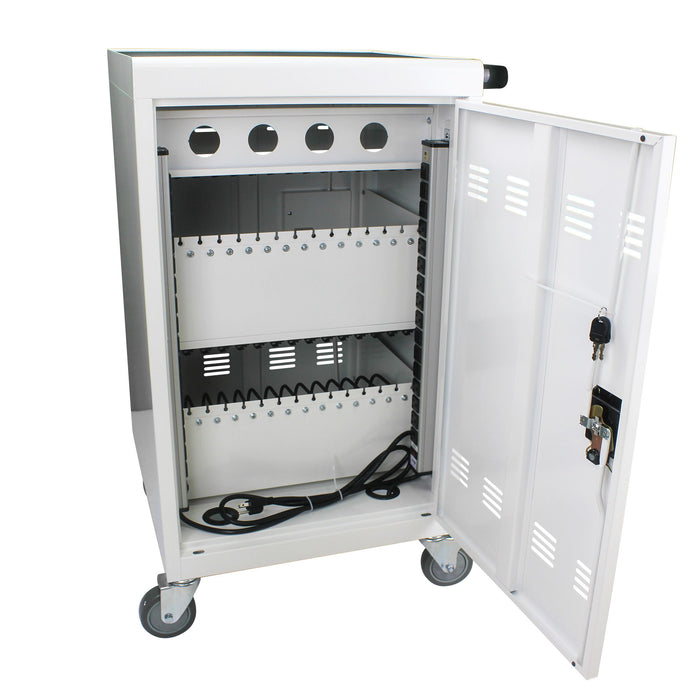 Mobile Charging Cart And Cabinet For Tablets Laptops 30 Device With Combination Lock