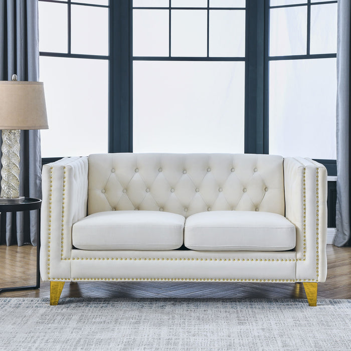 Modern Sofa With Button Tufting, Upholstered Couch For Living Room