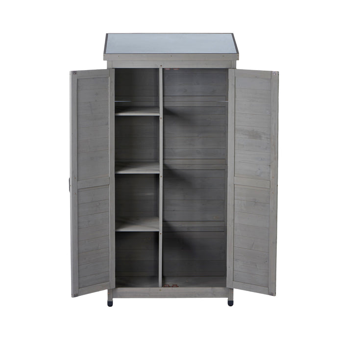 Outdoor Storage Shed With Vertical Tool Cabinet For Backyard
