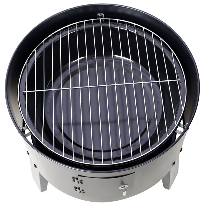 Portable Charcoal Smoker Grill For Outdoor Cooking - Black