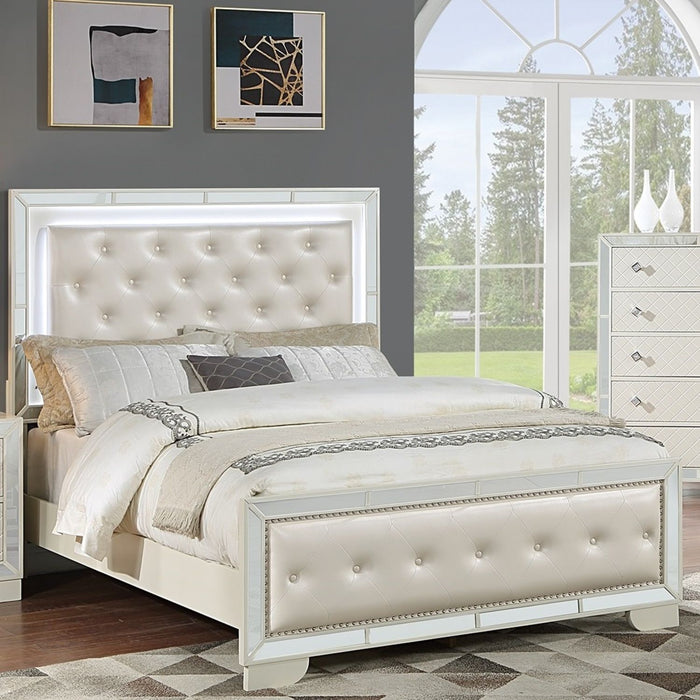 3 Piece Bedroom Set, Bed With LED Lights And 2 Nightstands
