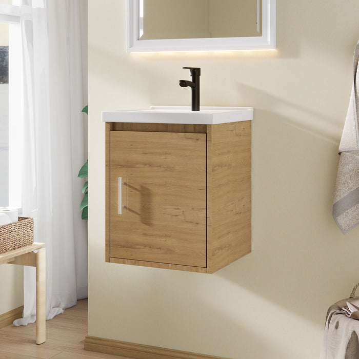 Floating Bathroom Vanity Combo, Wall Mounted Cabinet With Sink & Soft Close Doors For Small Bathrooms