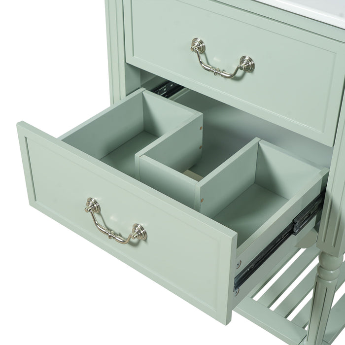 Wave Design Bathroom Vanity With Sink, 2 Drawers And Open Shelf