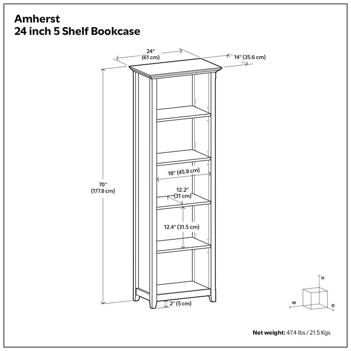 Amherst - 5 Shelf Bookcase - Brown - Pine