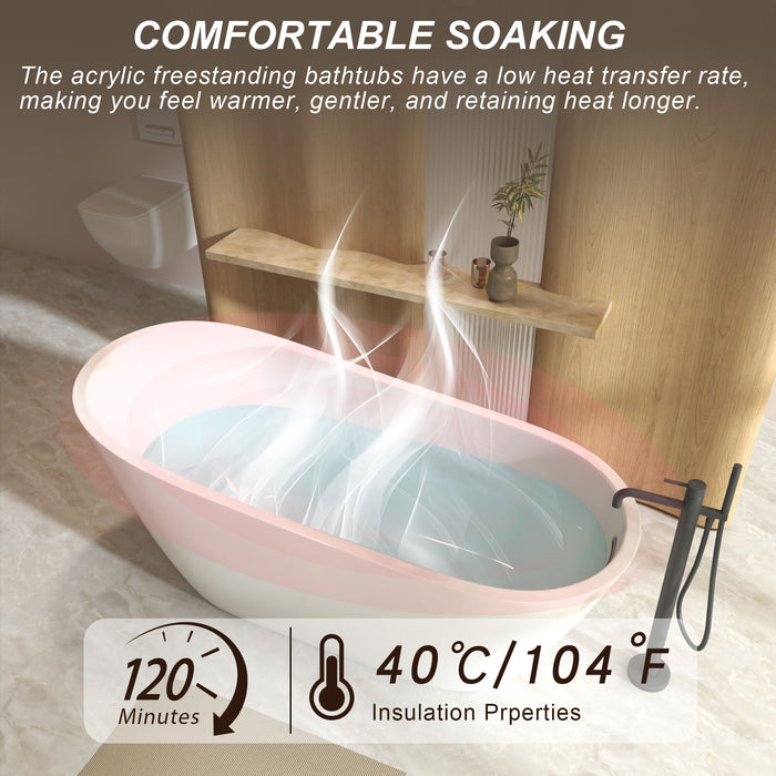 Special-Shaped Freestanding Slipper Bathtub, Overflow & Pop Up Drain
