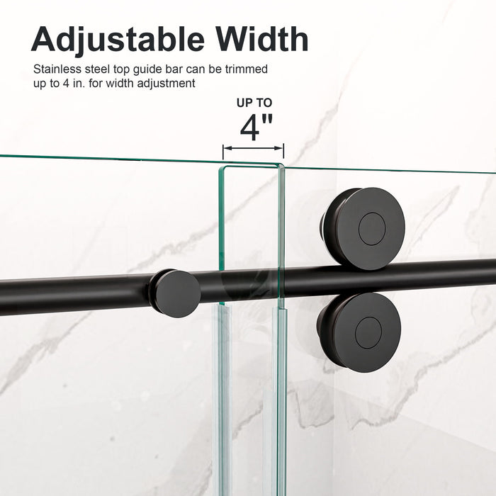 Frameless Single Sliding Shower Door With Clear Tempered Glass