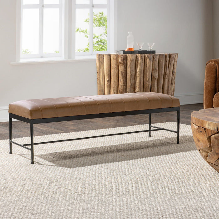 Madeleine - Leather Bench - Dune Walnut