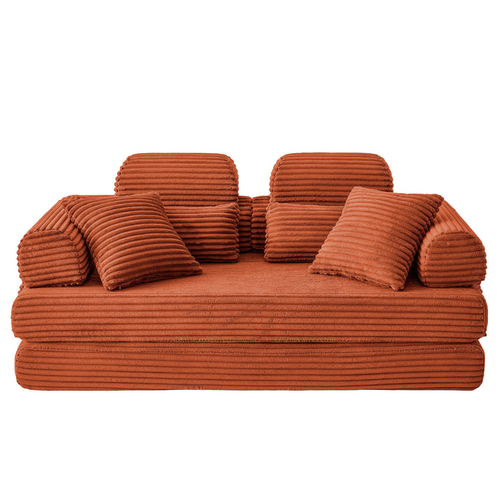 Convertible Sleeper Sofa With & Side Storage Pocket, Foldable Upholstered Couch For Living Room