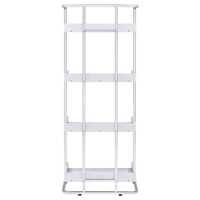 4 Shelf Open Back Bookcase With Accents - White