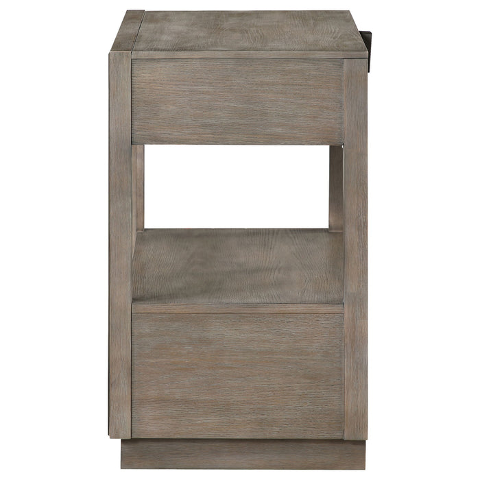 Prescott - 2 Drawers Nightstand With Open Shelf - Taupe