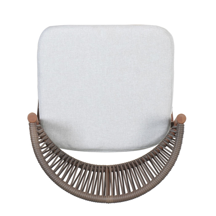 Outdoor Bar Height Metal Frame Counter Stools With Scallop Shaped Backrest & Water Resistant Cushions