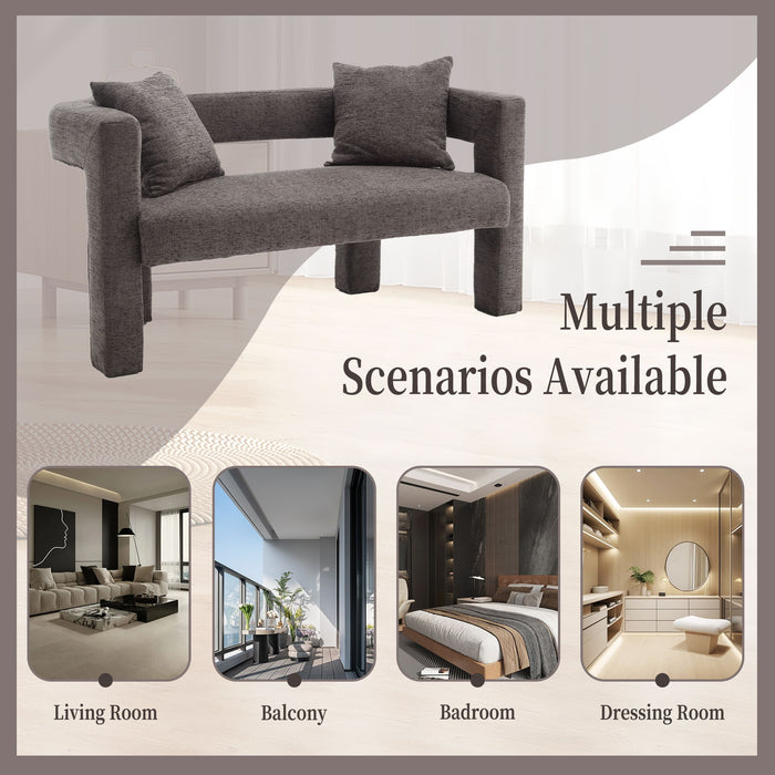 Modern Chenille Loveseat Sofa, Comfy Upholstered 2 Seater