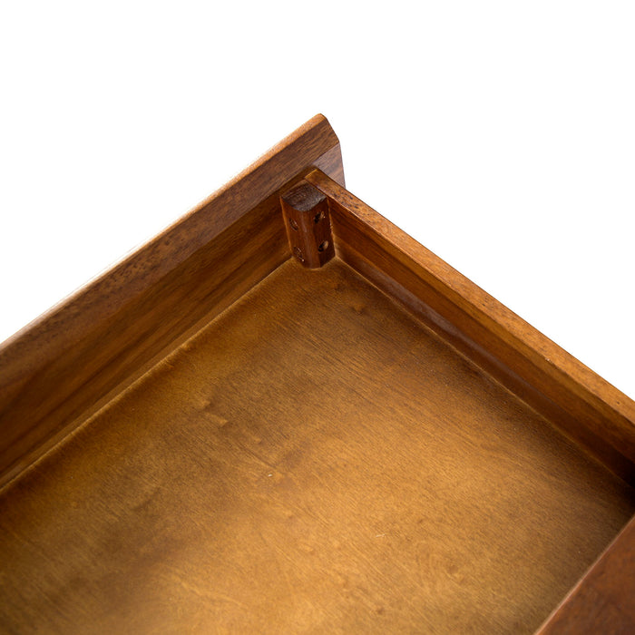 Industrial Style Storage Desk With Acacia Wood Top And Metal Legs - Oak