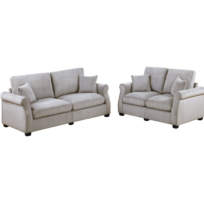 Contemporary 2 Piece Sofa Set With Matching Pillows