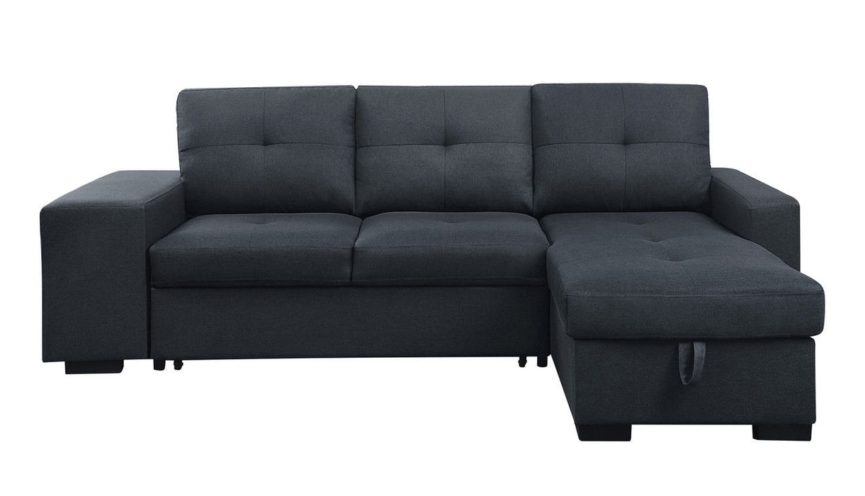 Lucas - Sleeper Sectional Sofa With Reversible Storage Chaise - Dark Gray