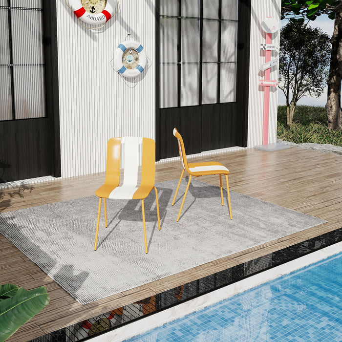 Modern Striped Blocking Single Chairs (Set of 4)
