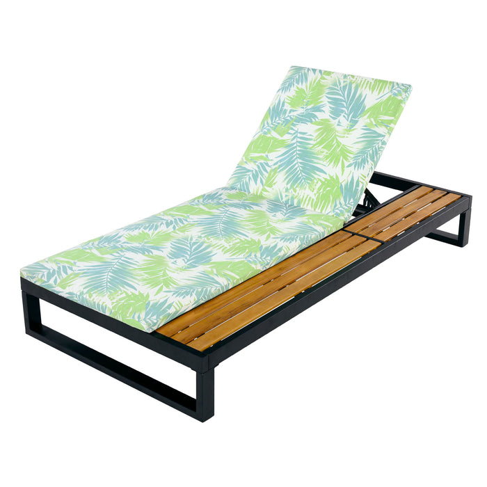 Chaise Lounge Set, 5 Position Adjustable, Flat Side Surface Storage