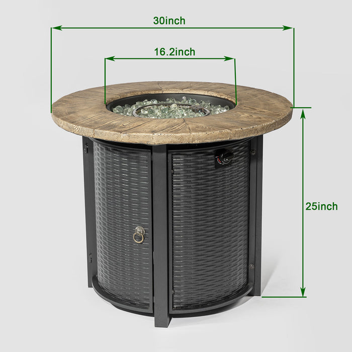 Propane Gas Fire Pit Table, 50000 Btu Round Steel Fire Pit