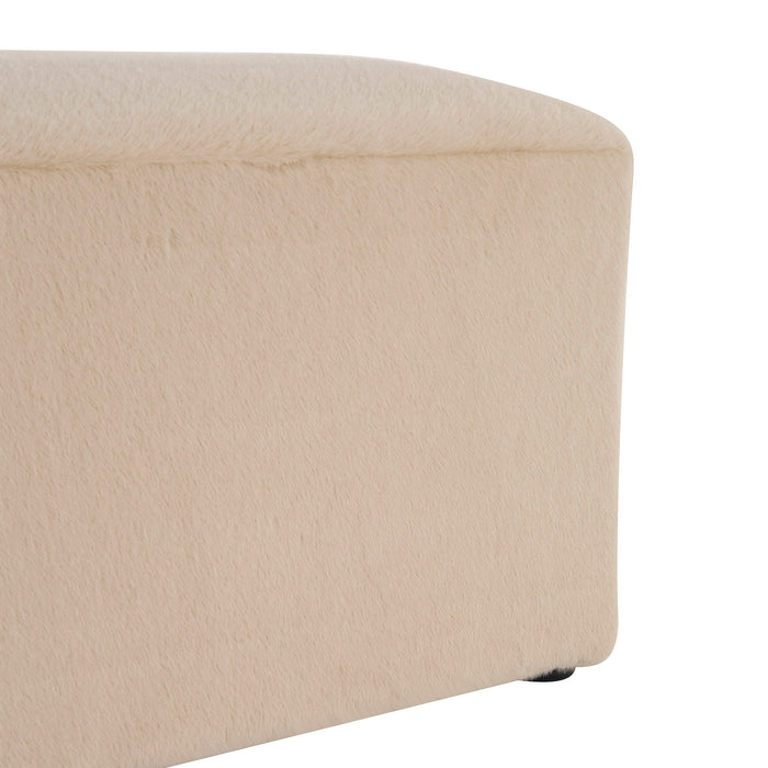 Long Plush Ottoman, Simple Footstool And Seat For Home Use - Almond