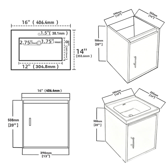 20" Floating Bathroom Vanity Combo With Wall Cabinet, Ceramic Sink & Soft Close Doors - White