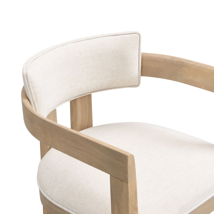 Modern Boucle Fabric Dining Chair With Armrest