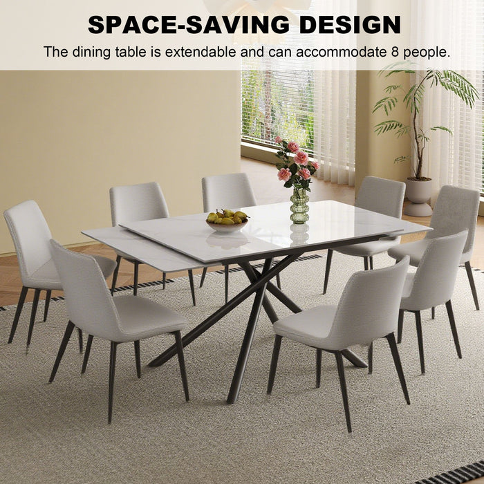 Retractable Sintered Stone Dining Table Set With Chairs