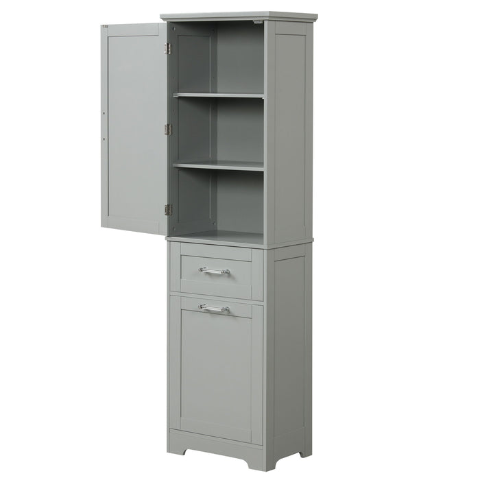 Tall Freestanding Bathroom Storage Cabinet With Adjustable Shelf And 2 Drawers