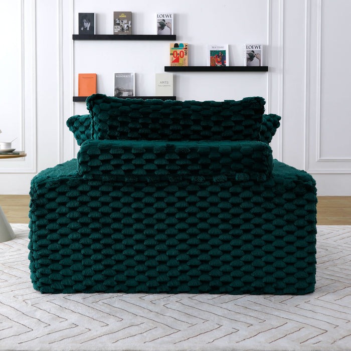 Comfort Bearing Sofa With 2 Pillows And 1 Backrest - Green