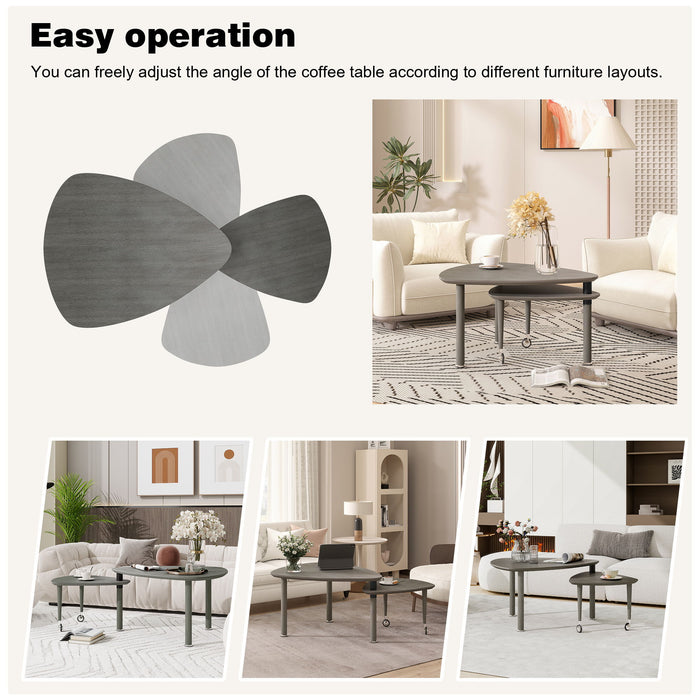 360 Degree Rotatable Coffee Table With Solid Legs