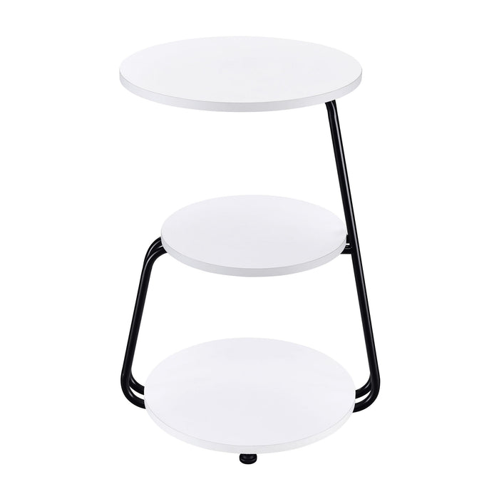Dixon - 3 Tier Round Accent Side Table With Slim Legs - White / Black