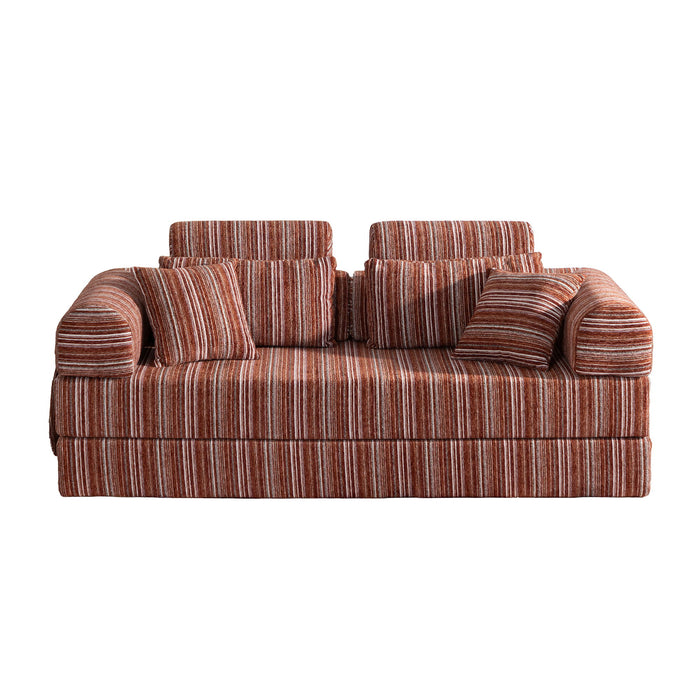 Convertible Sleeper Sofa Bed With High Density Compressed Sponge For Living Room - Red Striped