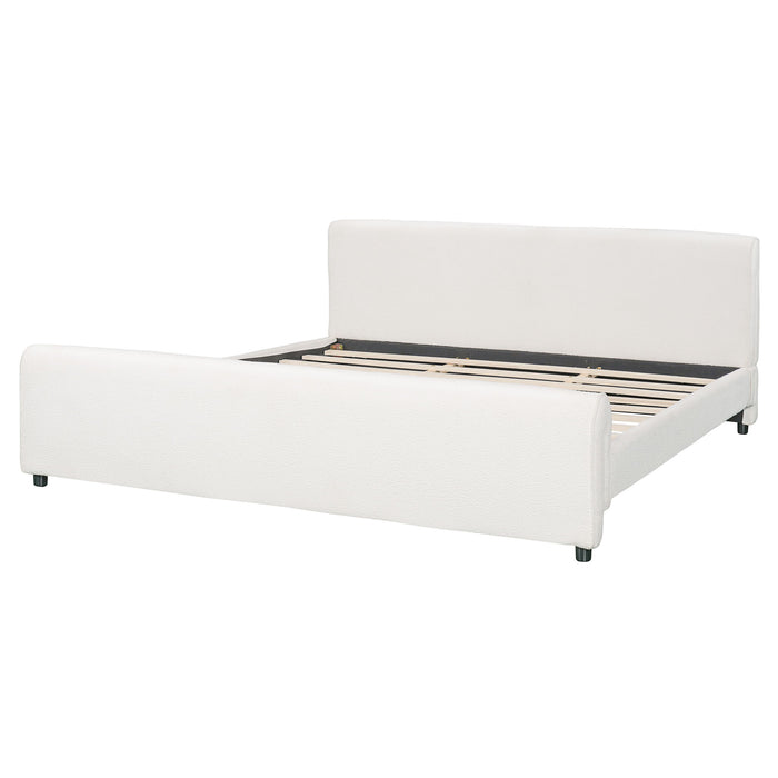 Luxury Upholstered Bed Frame With Curved Headboard & Footboard