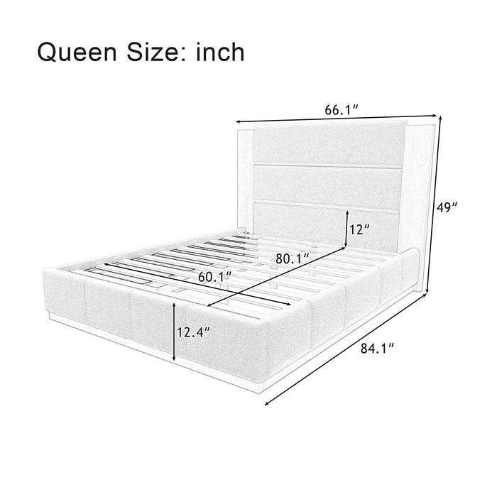 Modern Upholstered Platform Bed With Extended Headboard