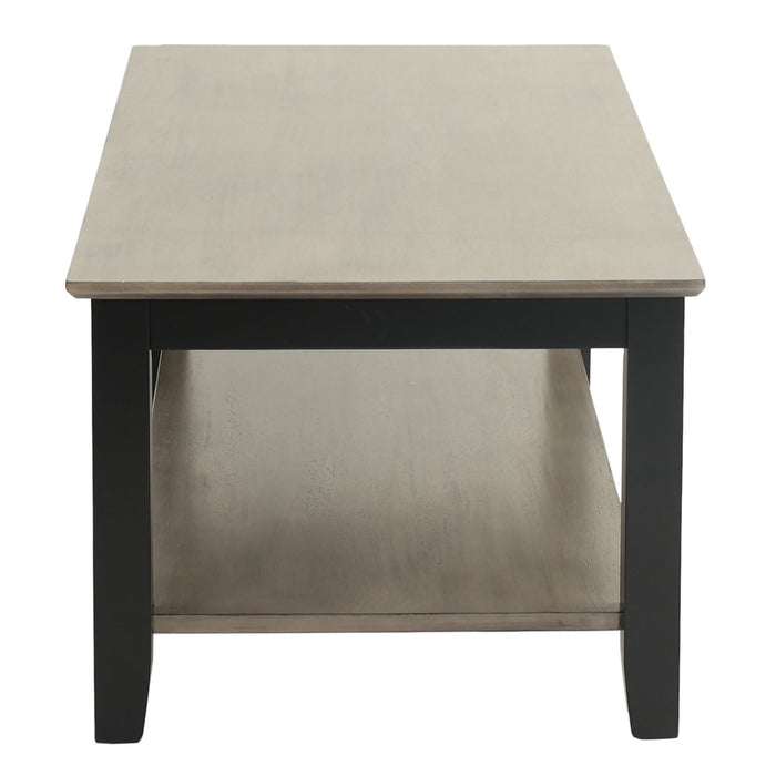 3 Piece Table Set With Open Shelf Storage, Includes Coffee, End & Console Table - Black / Black / Gray / Gray