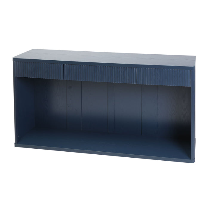Fluted Console Table With 3 Drawers, Long Sofa Table Behind Couch For Living Room