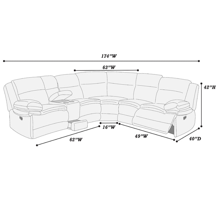U-Shaped Sectional Sofa With Console Cup Holder, Storage Drawer, Manual Reclining