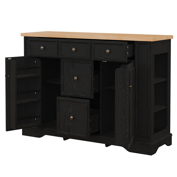 Sideboard Buffet Cabinet With 5 Drawers, 2 Cabinets, Adjustable Shelves