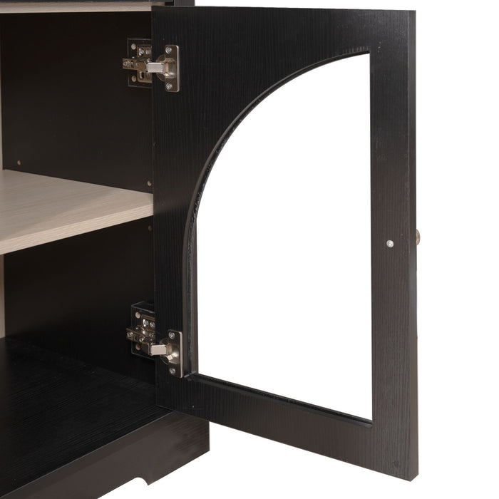 Sideboard Cabinet With 1 Drawer And 2 Arched Doors With Adjustable Shelves For Entryway - Black