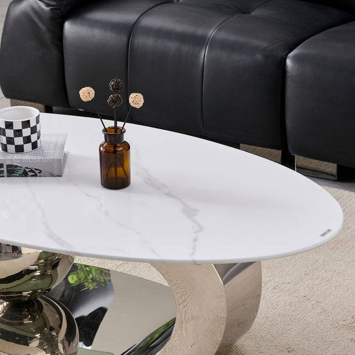 Oval Coffee Table With Geometric Precision