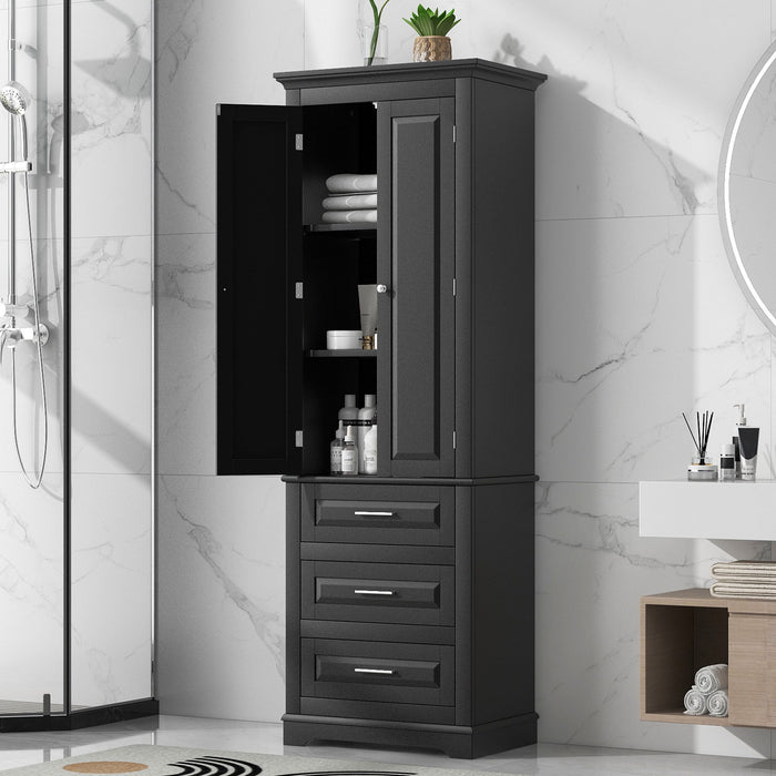 Tall Storage Cabinet With 3 Drawers For Bathroom