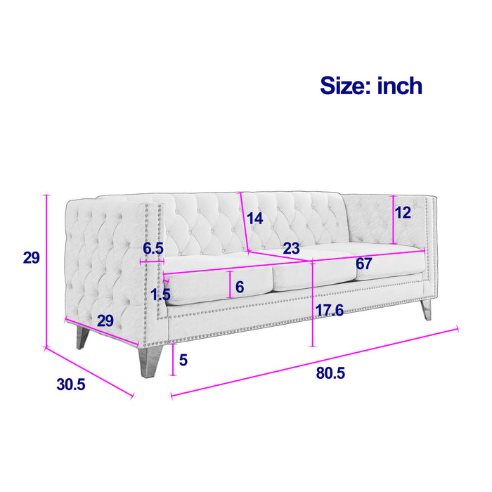 Modern Sofa With Button Tufting, Upholstered Couch For Living Room