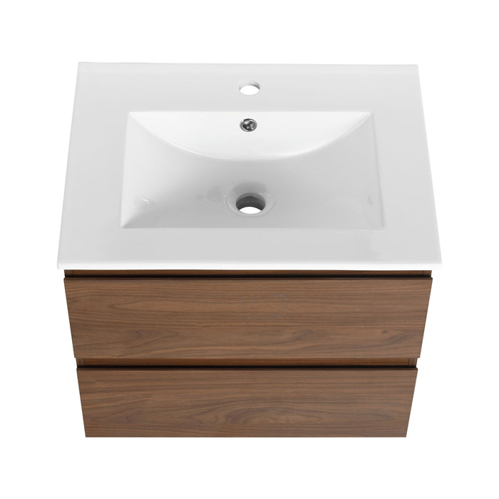 Wall Mounted Bathroom Vanity & Sink, 2 Soft Close Drawers